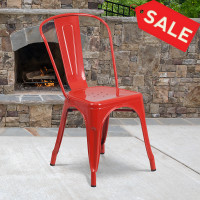 Flash Furniture CH-31230-RED-GG Red Metal Indoor-Outdoor Stackable Chair